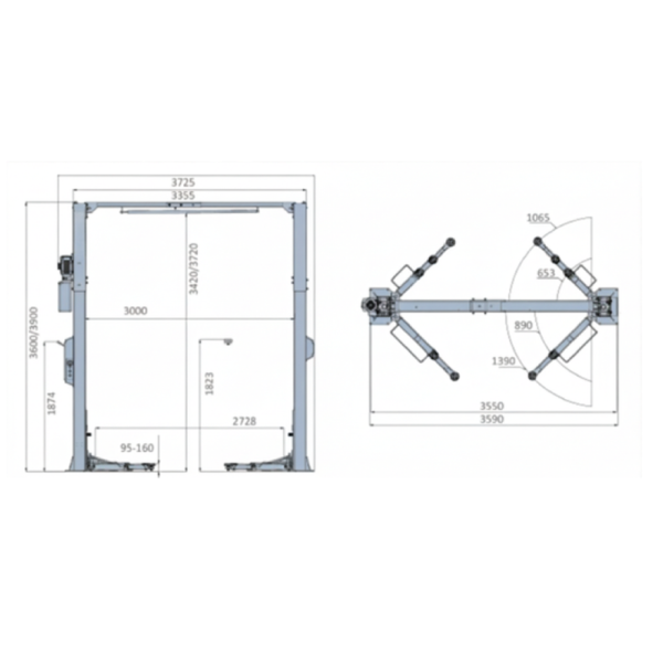 Elevador 2 Columnas de Paso Libre 4.0 Ton